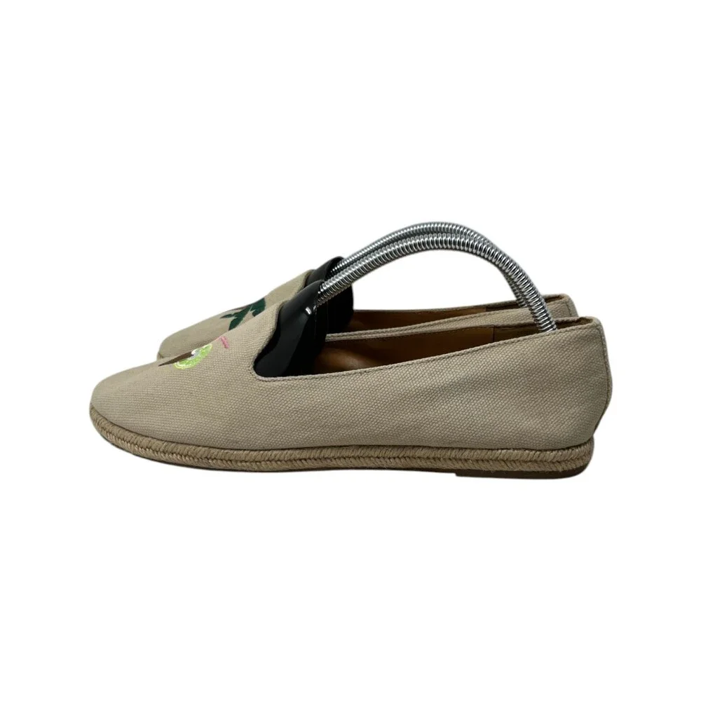 J.Crew Flats Shoes Women's Size 11 Beige Canvas Palm Tree Coconut Espadrille